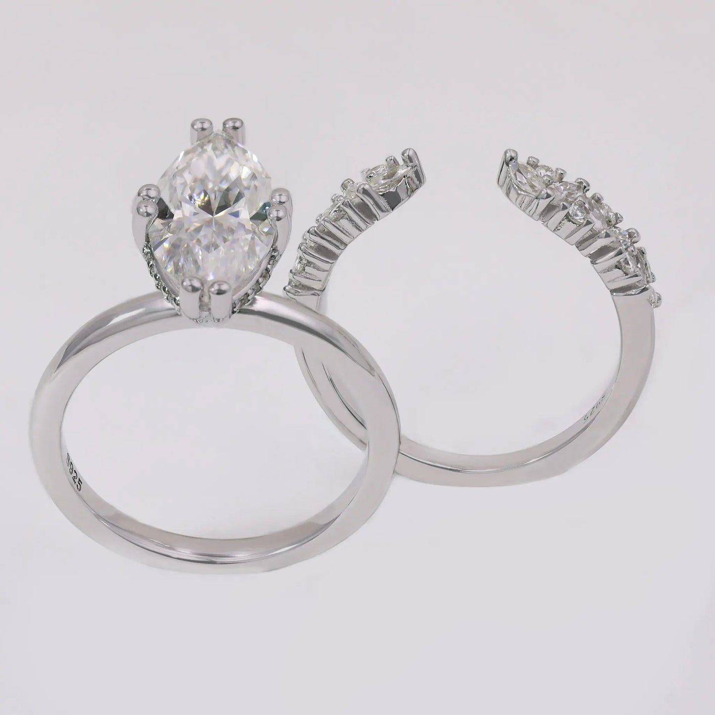 3ct Marquise Cut Moissanite Bridal Set – 925 Sterling Silver for Women - bocosjewelry