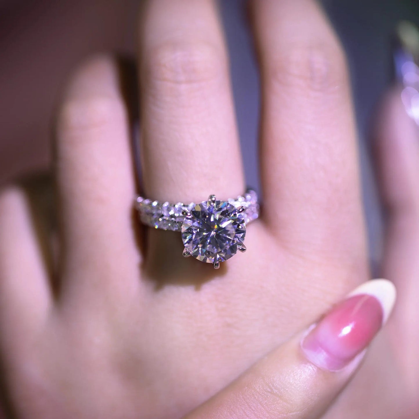 5ct Round Cut Moissanite Solitaire Engagement Ring – 925 Sterling Silver for Women - bocosjewelry