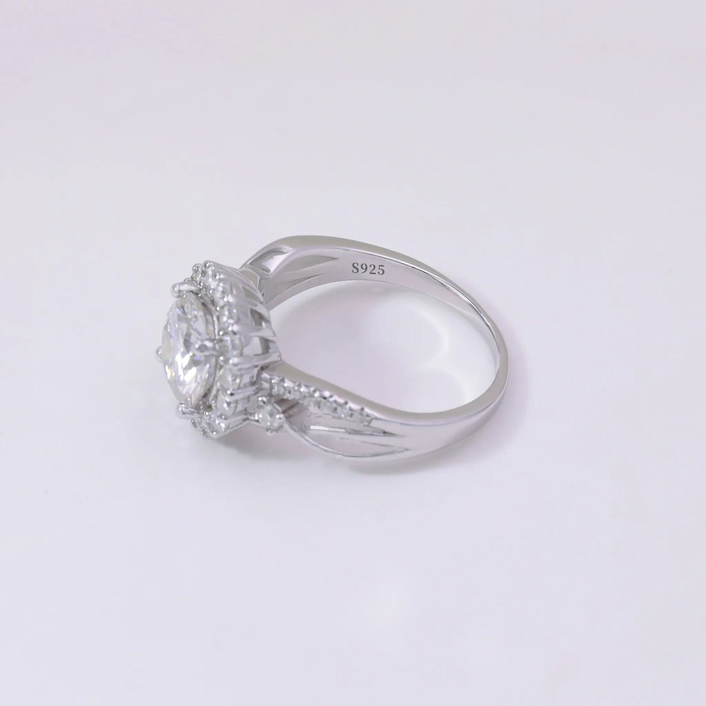 2ct Round Cut Moissanite Halo Engagement Ring – 925 Sterling Silver for Women