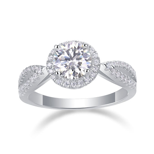 2ct Round Cut Moissanite Halo Engagement Ring – 925 Sterling Silver for Women - bocosjewelry