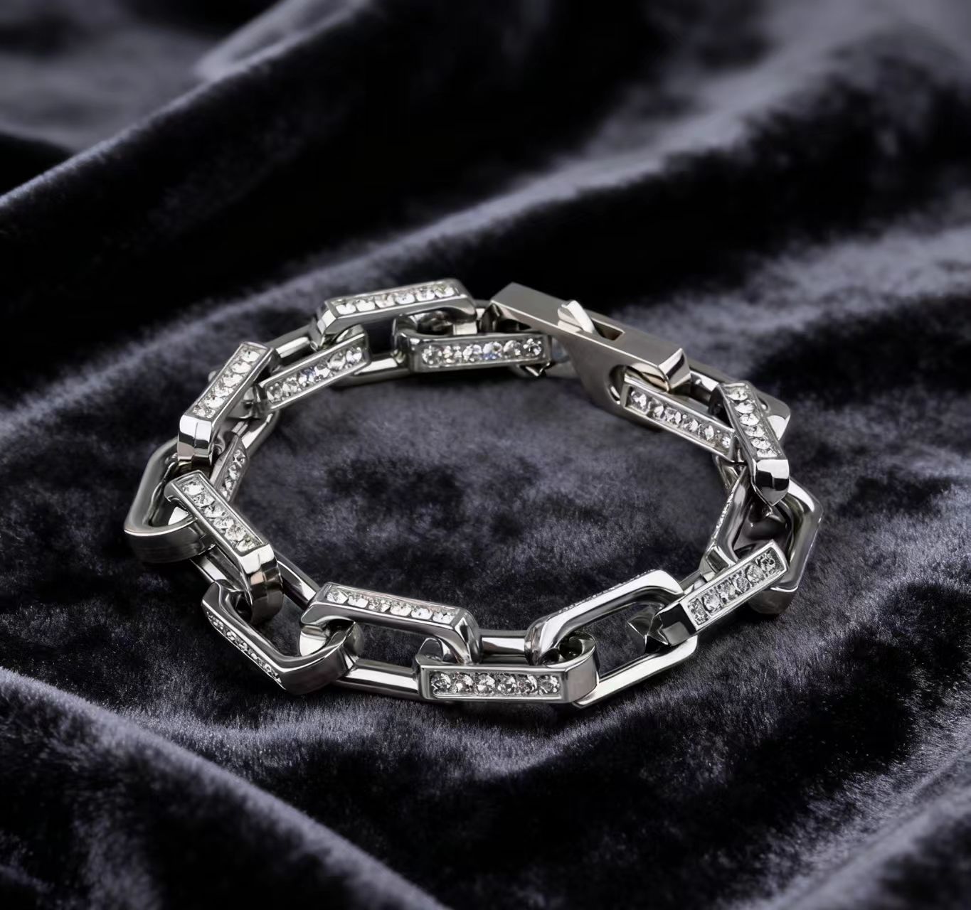 S925 Sterling Silver Paperclip Chain Bracelet with Moissanite | BOCOS JEWELRY