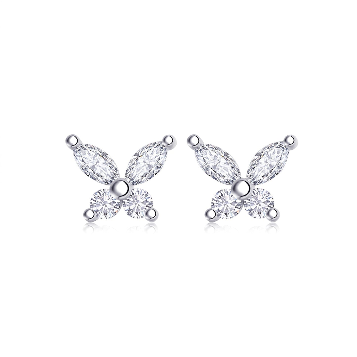 1ct Butterfly Shaped Moissanite Stud Earrings –  925 Sterling Silver for Women
