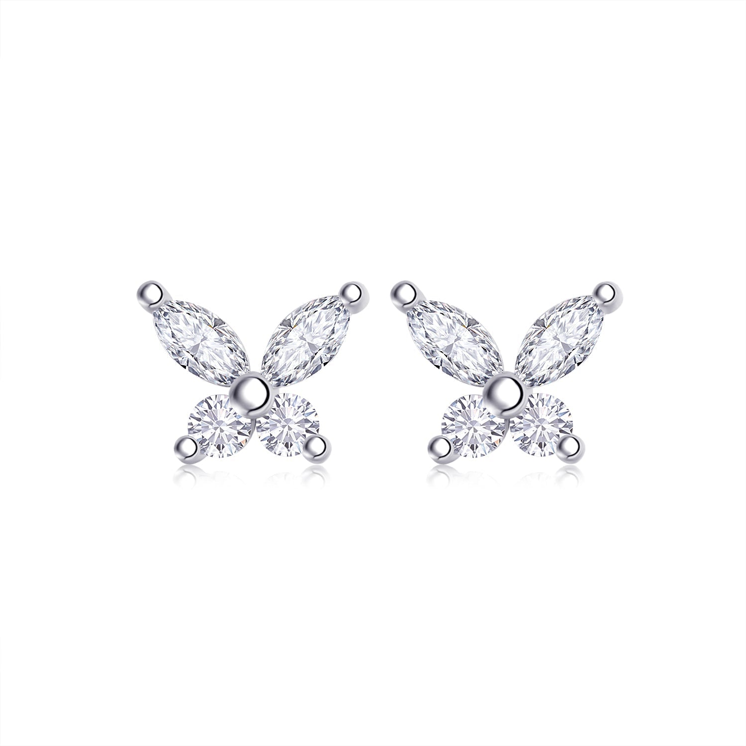 1ct Butterfly Shaped Moissanite Stud Earrings –  925 Sterling Silver for Women