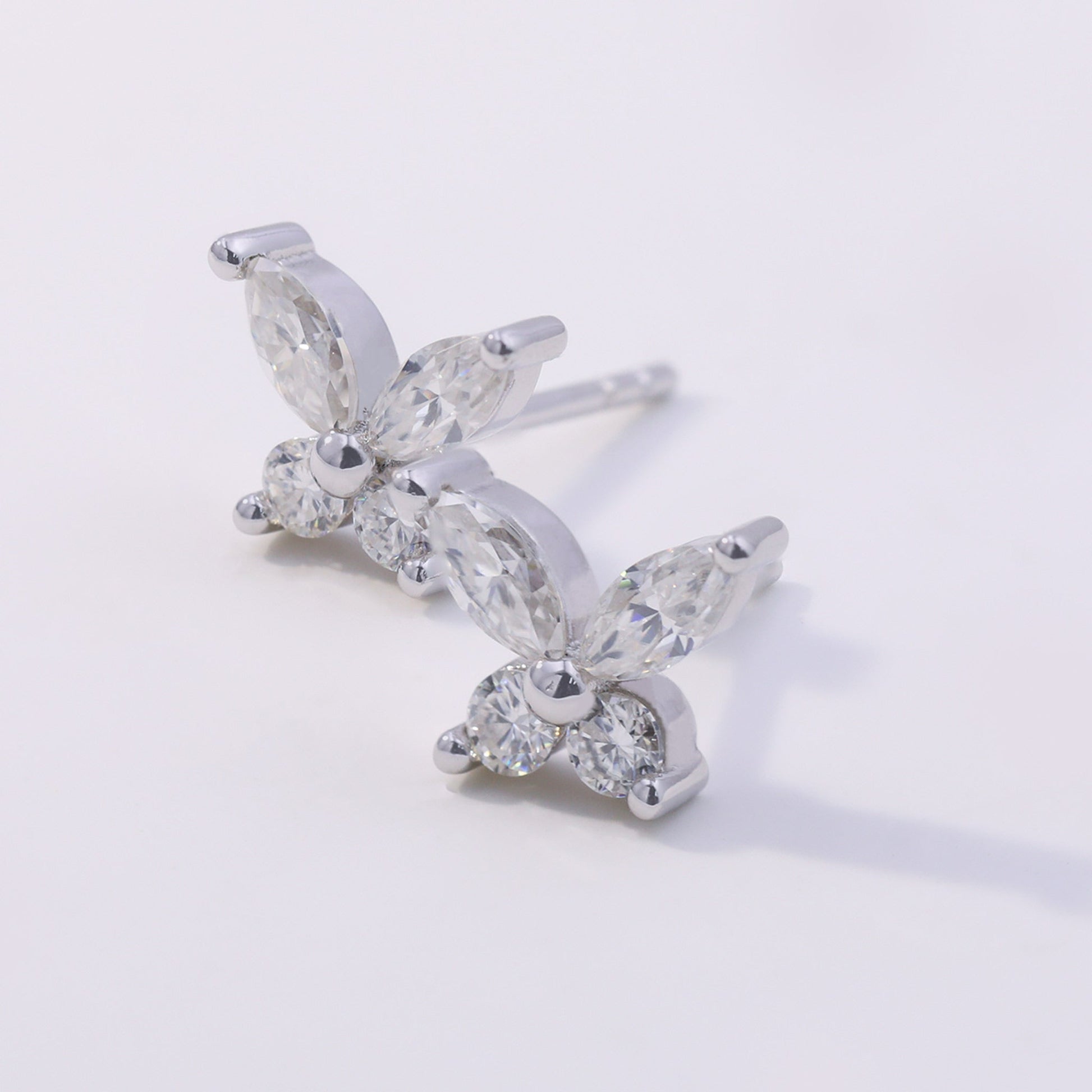 1ct Butterfly Shaped Moissanite Stud Earrings –  925 Sterling Silver for Women