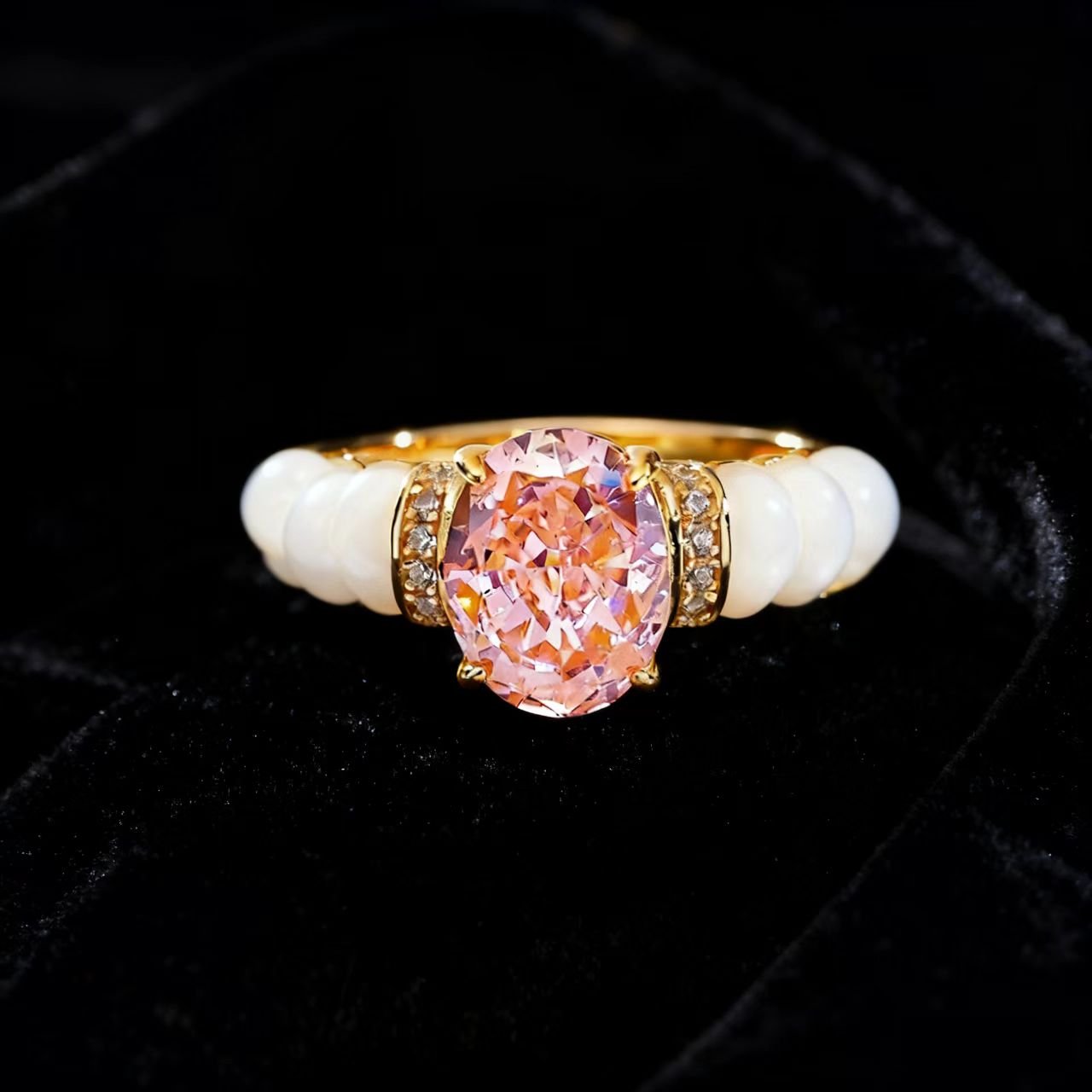 Lab Grown Padparadscha Sapphire Ring - Peach Sapphire Engagement Rings