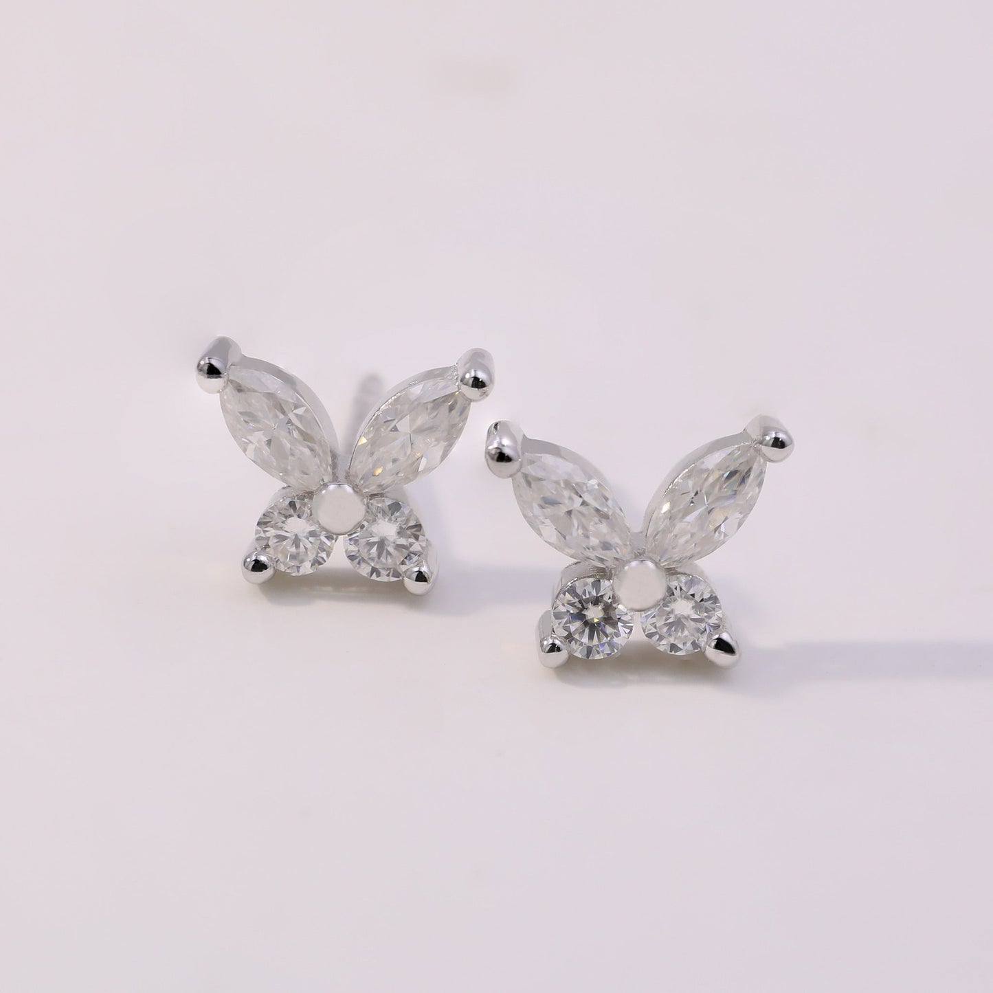 1ct Butterfly Shaped Moissanite Stud Earrings –  925 Sterling Silver for Women