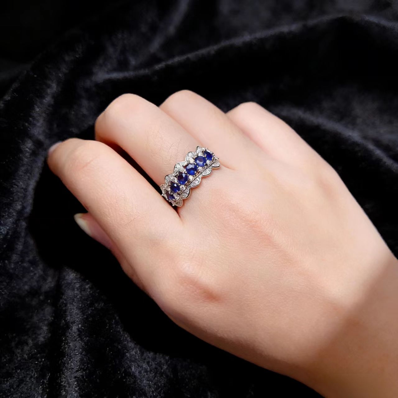 1.2ct Round-Cut Lab-Grown Sapphire Ring - 18k White Gold - BOCOS JEWELRY