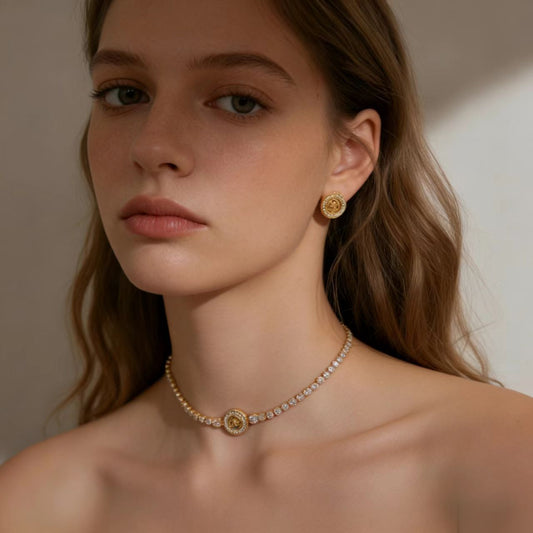 2.0ct Round-Cut Moissanite Four-Leaf Clover Choker Necklace - Gold-Plated S925 Silver - BOCOS JEWELRY