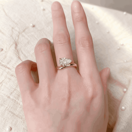 2.0CT Pear Cut Moissanite Ring in 18K Gold Plated Sterling Silver | Elegant Teardrop Engagement Ring for Women