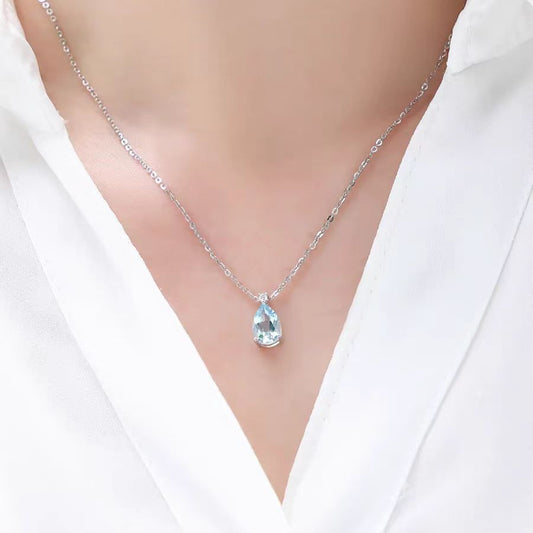 Pear-Cut Lab-Grown Spinel Pendant Necklace - 925 Sterling Silver - BOCOS JEWELRY