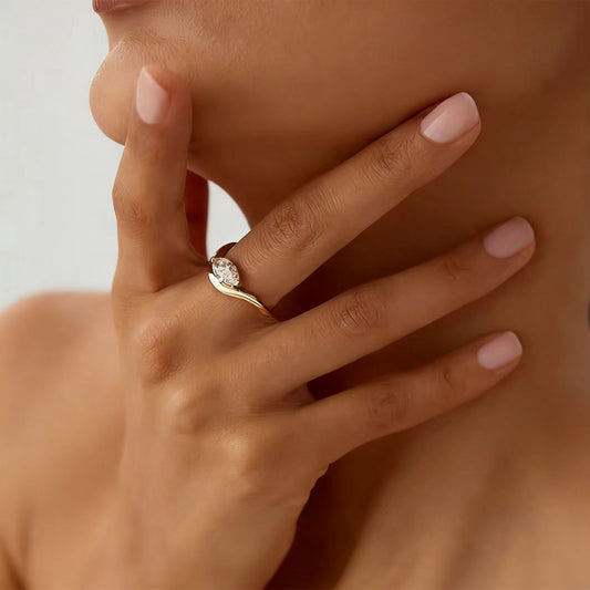 1.8ct Marquise-Cut Twisted-Band Moissanite Ring - S925 Silver Plated Gold - BOCOS JEWELRY