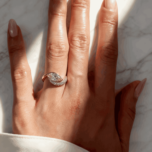 2ct Marquise Cut Moissanite Engagement Ring | 18K Gold Plated S925 Sterling Silver Ring for Women - BOCOS Jewelry