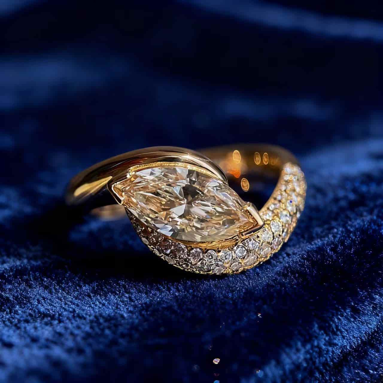 2ct Marquise Cut Moissanite Engagement Ring | 18K Gold Plated S925 Sterling Silver Ring for Women - BOCOS Jewelry