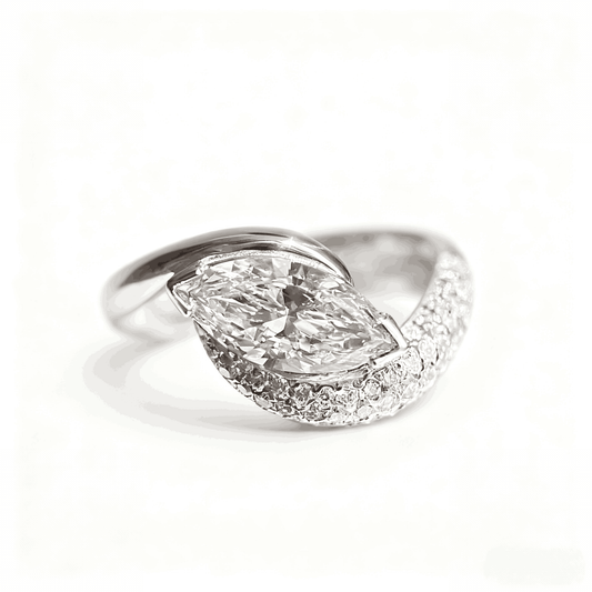 2ct Marquise Cut Moissanite Engagement Ring | 18K Gold Plated S925 Sterling Silver Ring for Women - BOCOS Jewelry