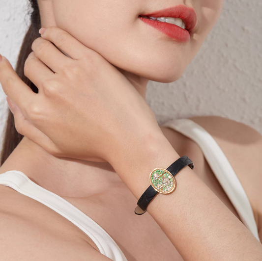 0.7ct Tsavorite Bracelet | Lab-Grown Pink Sapphire 10ctw Moissanite 925 Sterling Silver Bracelet for Women - BOCOS Jewelry