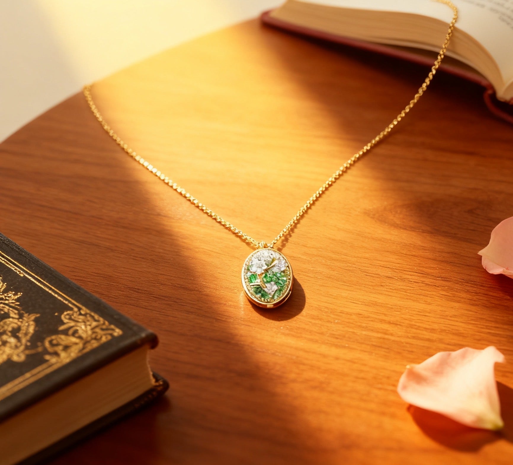 0.7ct Tsavorite Pendant | 0.15ct Lab-Grown Pink Sapphire 0.10ct Moissanite 18K Gold Plated S925 Sterling Silver Necklace - BOCOS Jewelry