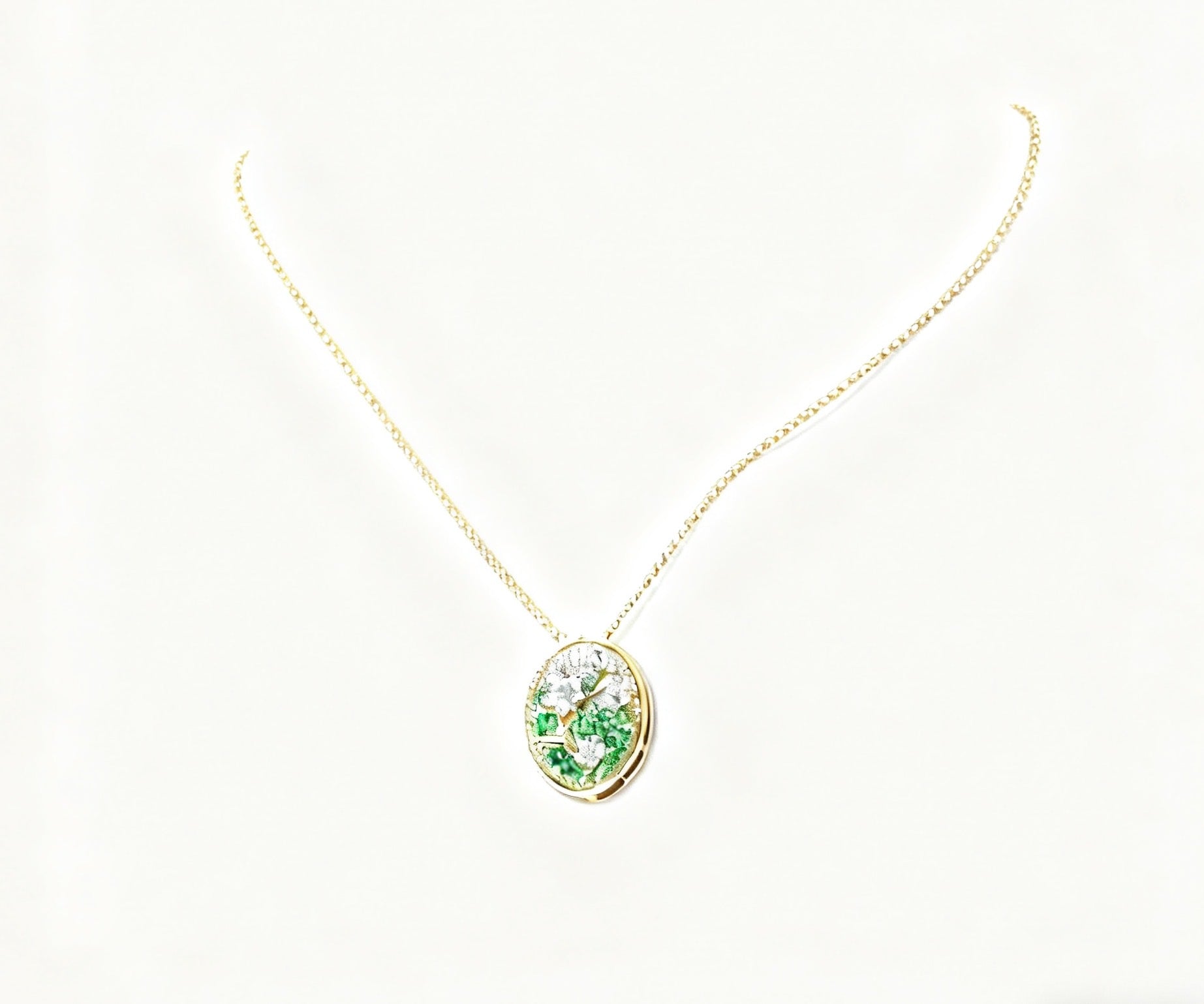 0.7ct Tsavorite Pendant | 0.15ct Lab-Grown Pink Sapphire 0.10ct Moissanite 18K Gold Plated S925 Sterling Silver Necklace - BOCOS Jewelry