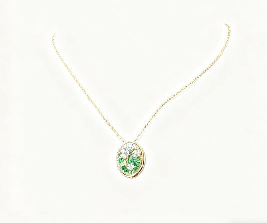 0.7ct Tsavorite Pendant | 0.15ct Lab-Grown Pink Sapphire 0.10ct Moissanite 18K Gold Plated S925 Sterling Silver Necklace - BOCOS Jewelry