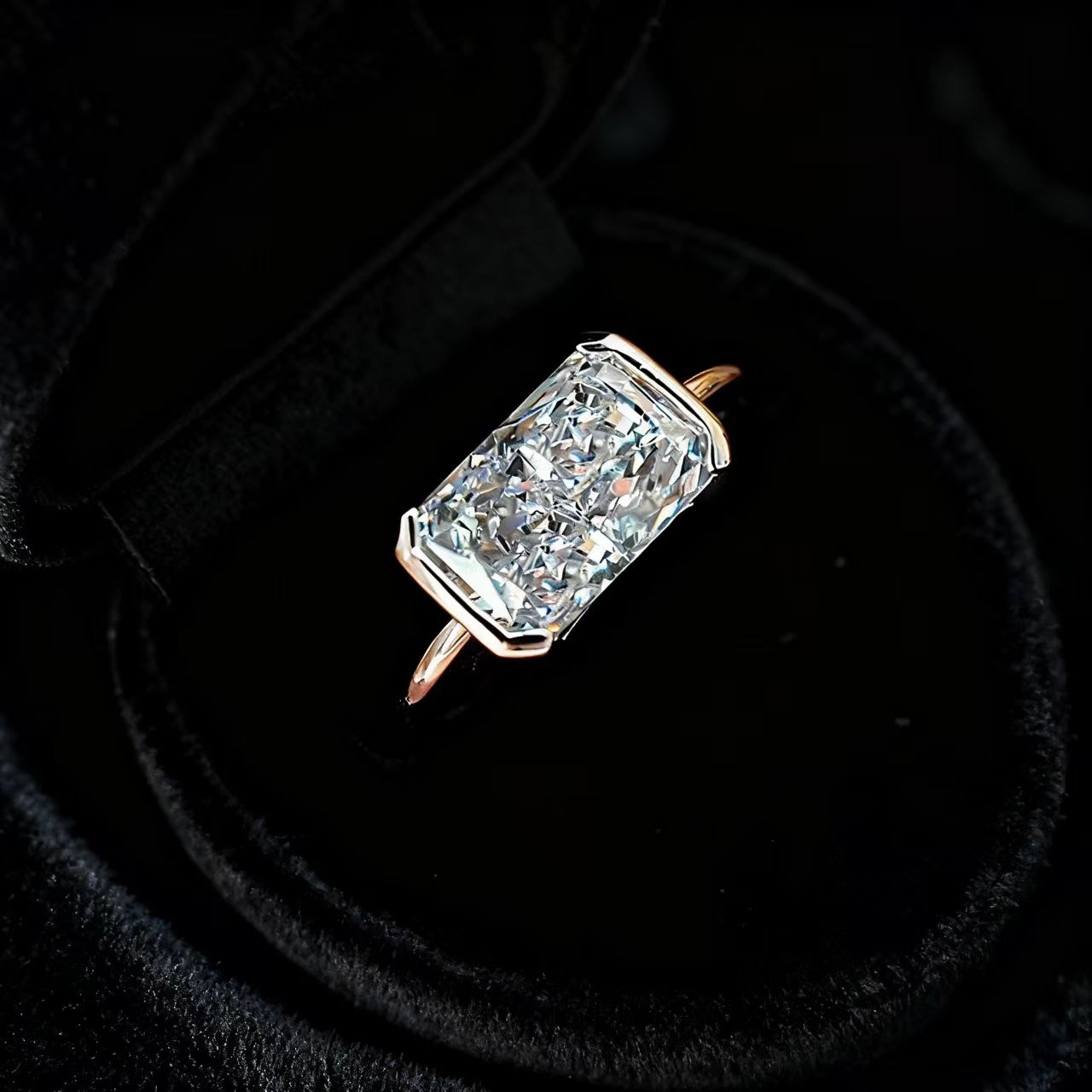 2ct Radiant Cut Moissanite Ring | 925 Sterling Silver / 18K Rose Gold Plated Silver Solitaire Ring for Women - BOCOS Jewelry