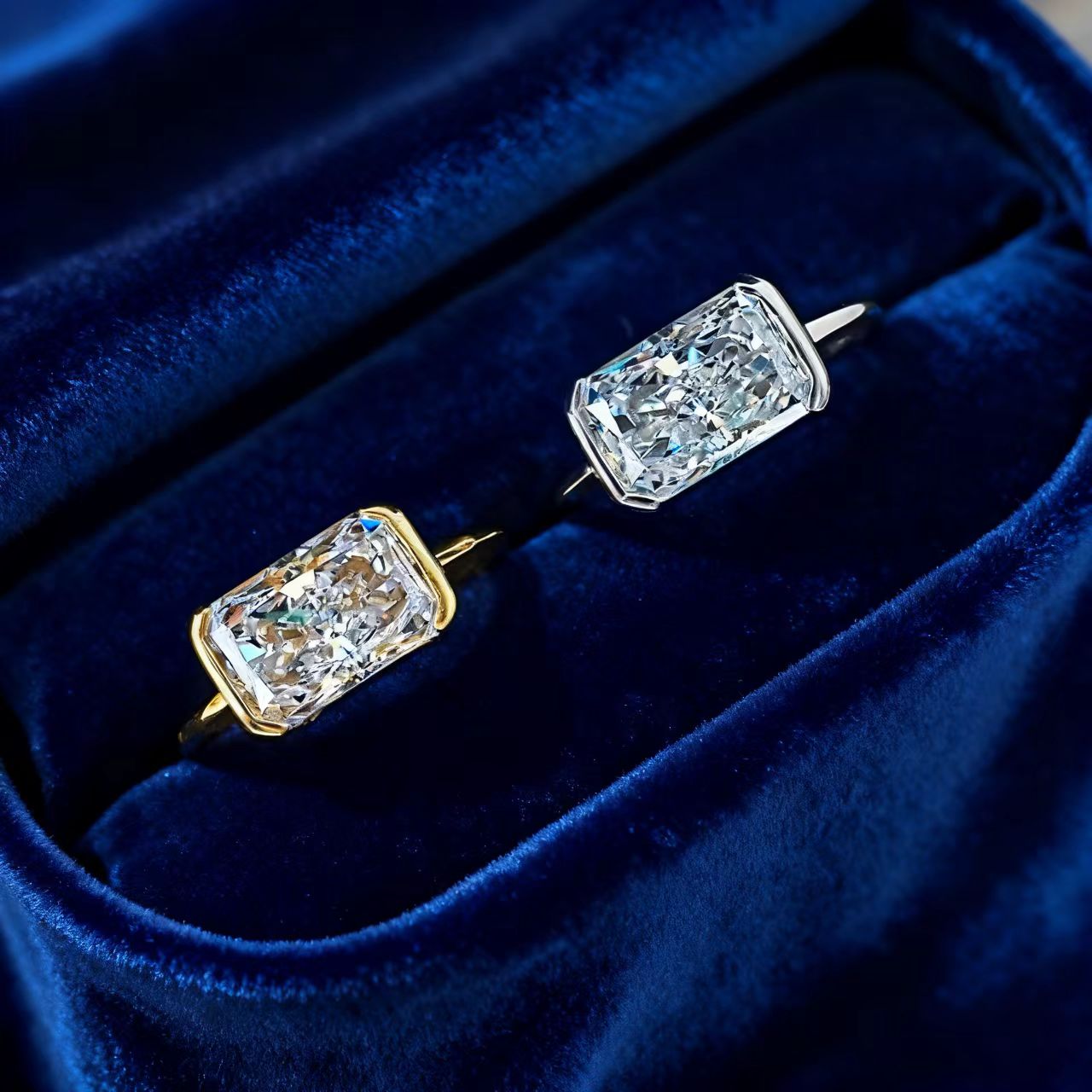 2ct Radiant Cut Moissanite Ring | 925 Sterling Silver / 18K Rose Gold Plated Silver Solitaire Ring for Women - BOCOS Jewelry