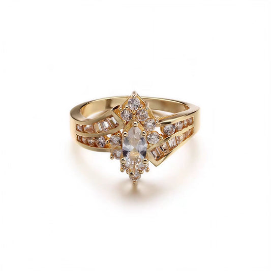 1.5ct Marquise Cut Moissanite Ring | 18K Gold Plated 925 Sterling Silver Vintage Statement Ring - BOCOS Jewelry