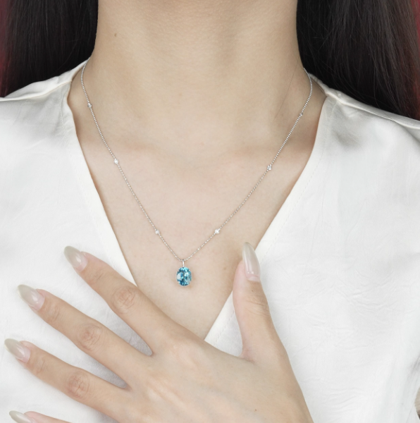 3ct Oval Cut Lab-Grown Spinel Pendant Necklace | 925 Sterling Silver Classic Solitaire Necklace