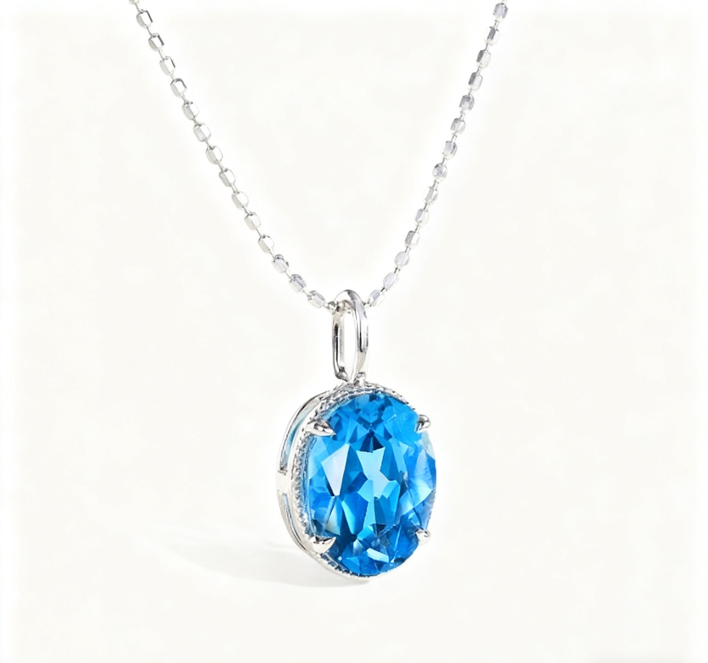 3ct Oval Cut Lab-Grown Spinel Pendant Necklace | 925 Sterling Silver Classic Solitaire Necklace