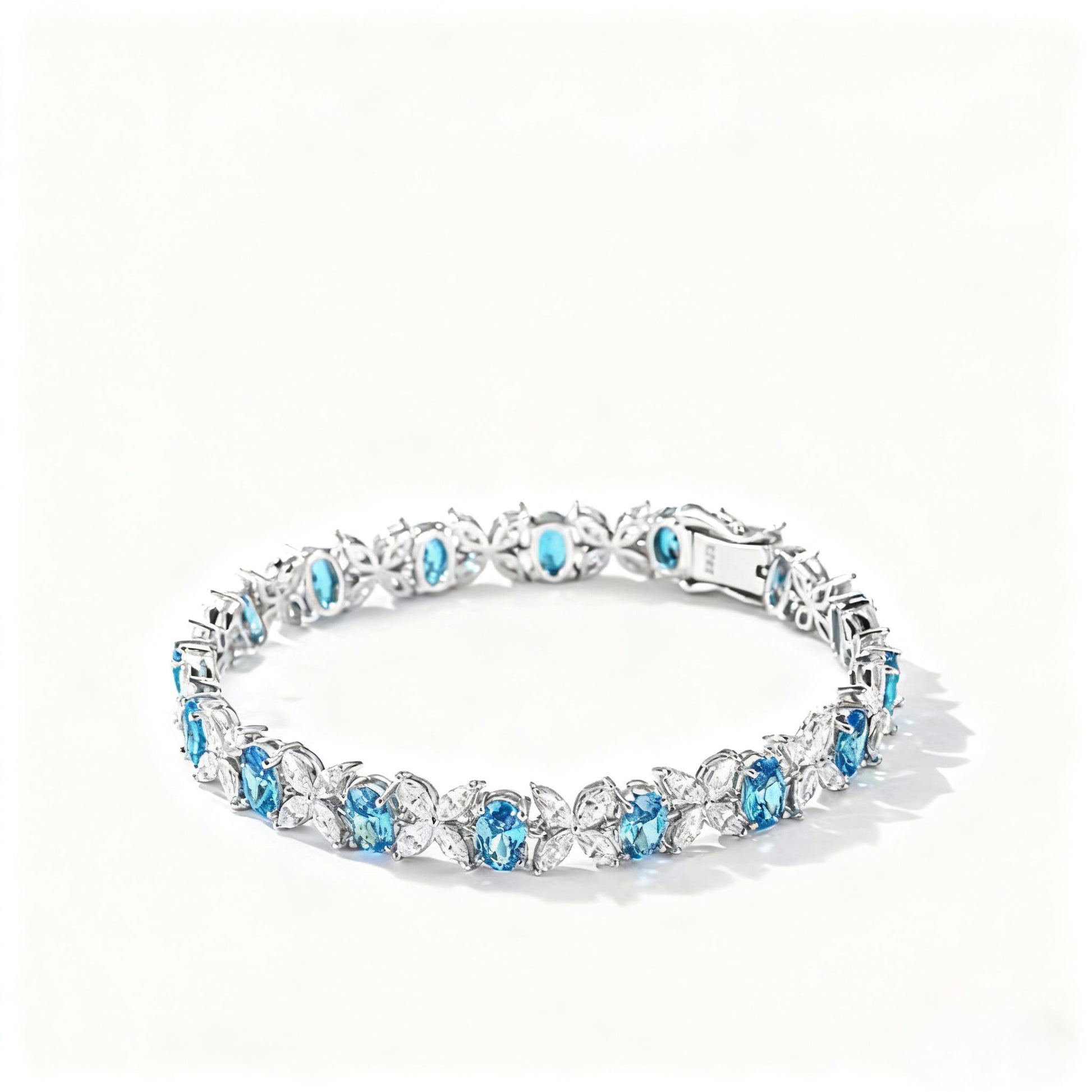 Floral Moissanite Bracelet | 925 Sterling Silver Platinum Plated Colorful Cluster Bracelet