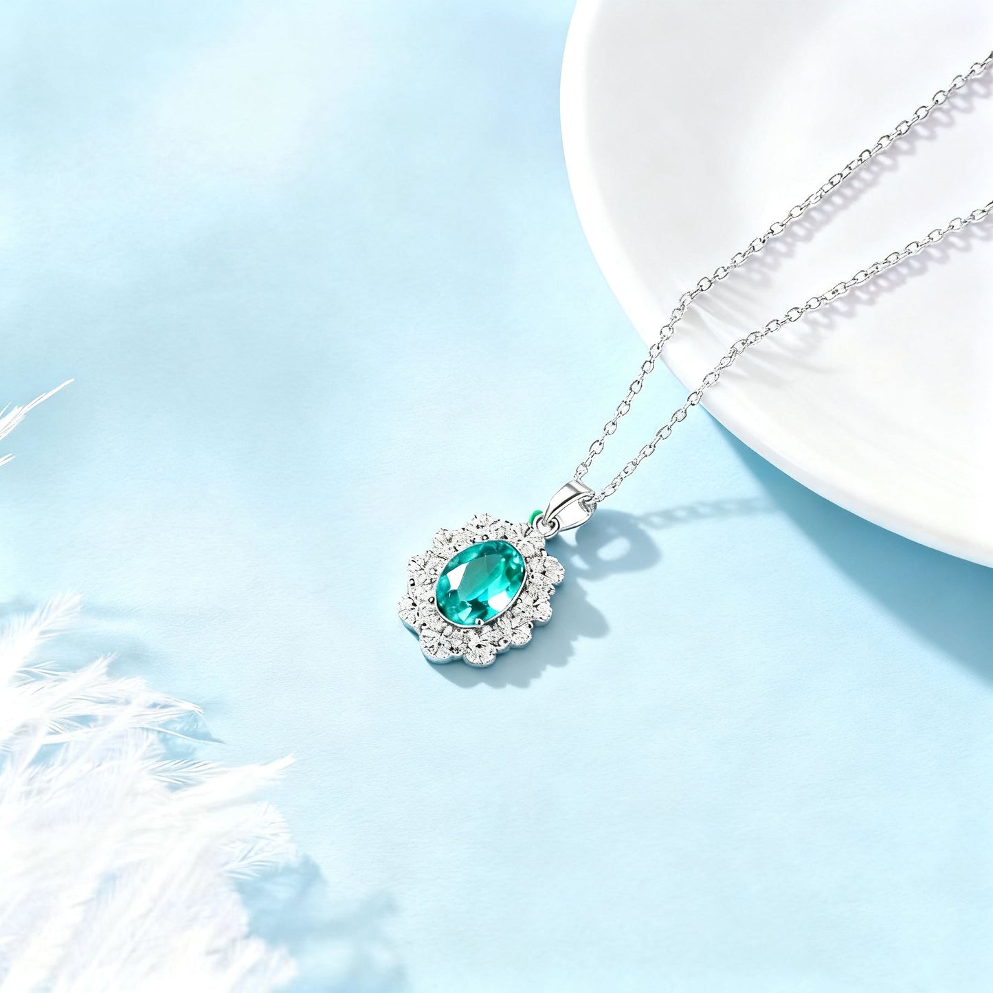 2.2ct Oval Cut Paraiba Tourmaline Pendant - 18K Gold Plated 925 Silver - BOCOS JEWELRY