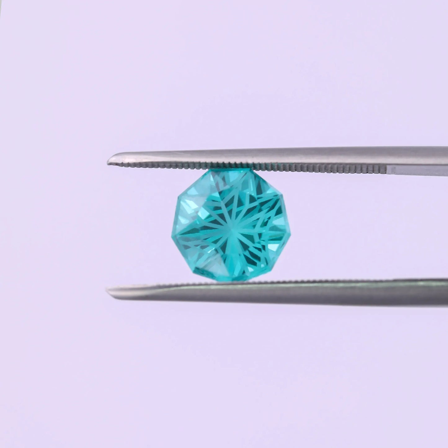 8x8mm Neon Blue YAG Loose Gemstone | Unique 9-Sided Nonagon Cut | Paraiba Blue Alternative for Custom Jewelry Making