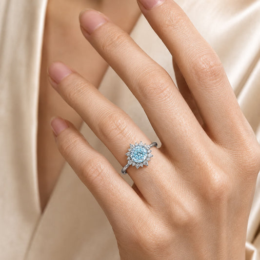 Snowflake Cut Zircon Ring - 8.0mm White Gold Plated 925 Silver