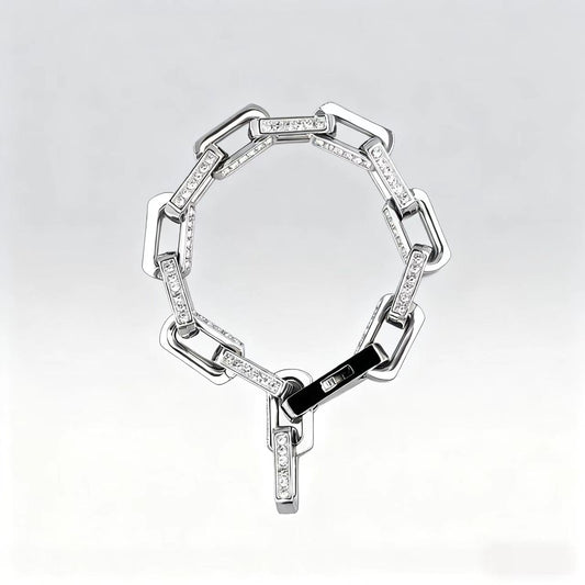 Paperclip Chain Moissanite Bracelet - 925 Sterling Silver - BOCOS JEWELRY - bocosjewelry