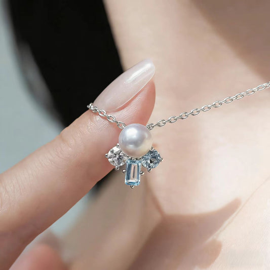 Round Freshwater Pearl Pendant Necklace - 925 Sterling Silver - BOCOS JEWELRY - bocosjewelry