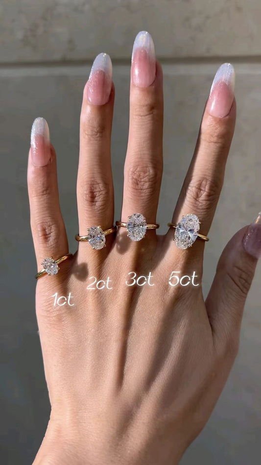 3 carat oval engagement ring on size 6 finger