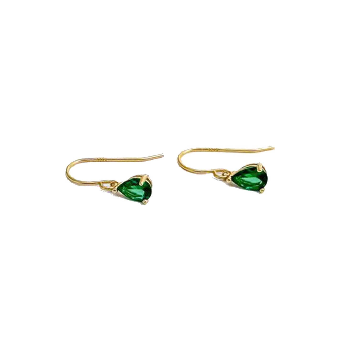 0.8ct Pear - Cut Lab - Grown Emerald Drop Earrings - S925 Silver Plated Gold - BOCOS JEWELRY - bocosjewelry