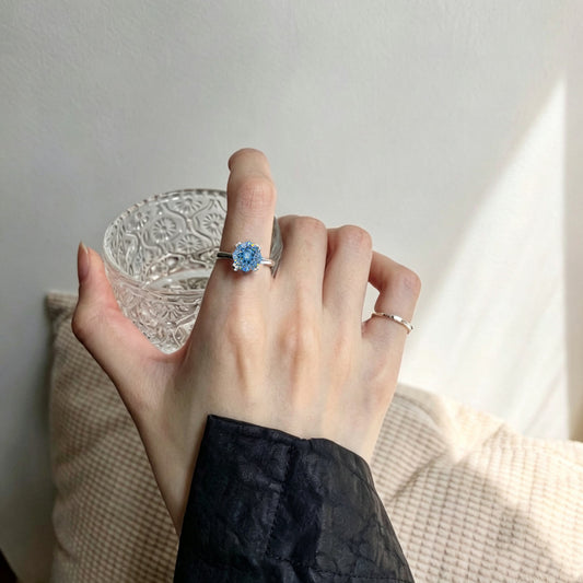 Exclusive Special Cut Zircon Ring - 9x9mm White Gold Plated 925 Silver