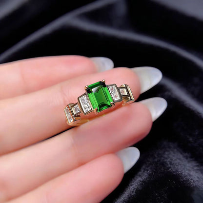 1.5ct Emerald - Cut Lab - Grown Emerald Ring - 18k Yellow Gold - BOCOS JEWELRY - bocosjewelry