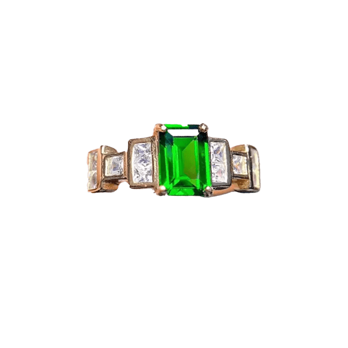 1.5ct Emerald - Cut Lab - Grown Emerald Ring - 18k Yellow Gold - BOCOS JEWELRY - bocosjewelry