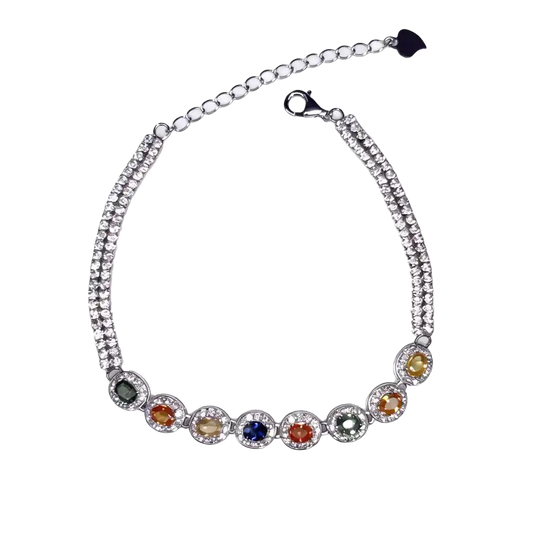 Rainbow Sapphire Bracelet - Multi Color Sapphire Bracelet