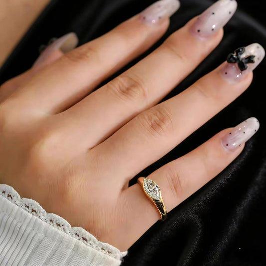 2.0ct Marquise - Cut Bezel - Set Moissanite Ring - S925 Silver Plated Gold - BOCOS JEWELRY - bocosjewelry