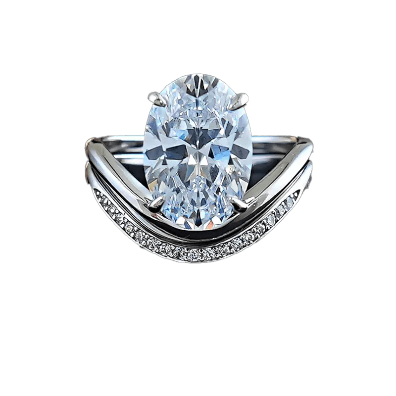 2.5ct Oval - Cut Moissanite Double - Band Ring - 18k Yellow Gold - BOCOS JEWELRY - bocosjewelry