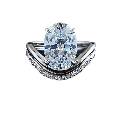 2.5ct Oval - Cut Moissanite Double - Band Ring - 18k Yellow Gold - BOCOS JEWELRY - bocosjewelry