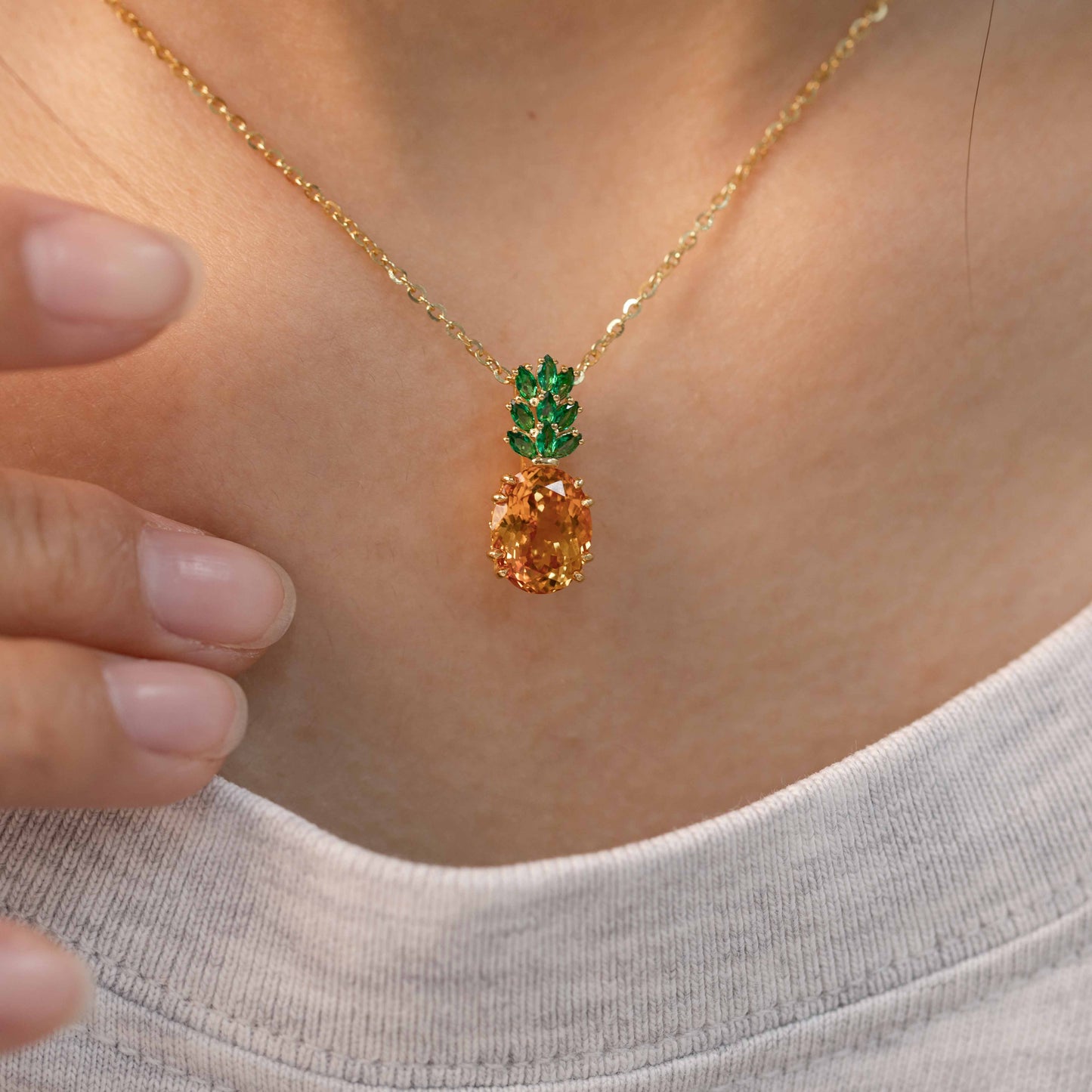 Golden Yellow Lab-Grown Sapphire Pineapple Pendant