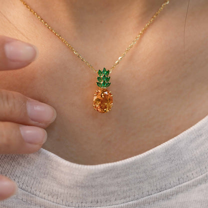Golden Yellow Lab-Grown Sapphire Pineapple Pendant