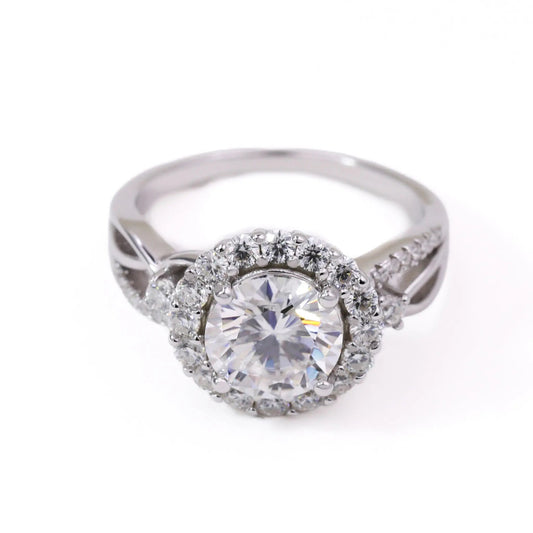 2ct Round Cut Moissanite Halo Engagement Ring – 925 Sterling Silver for Women - bocosjewelry