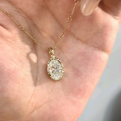Molten Lava Bezel Pendant - Oval Lab-Grown Diamond (1ct / 2ct)