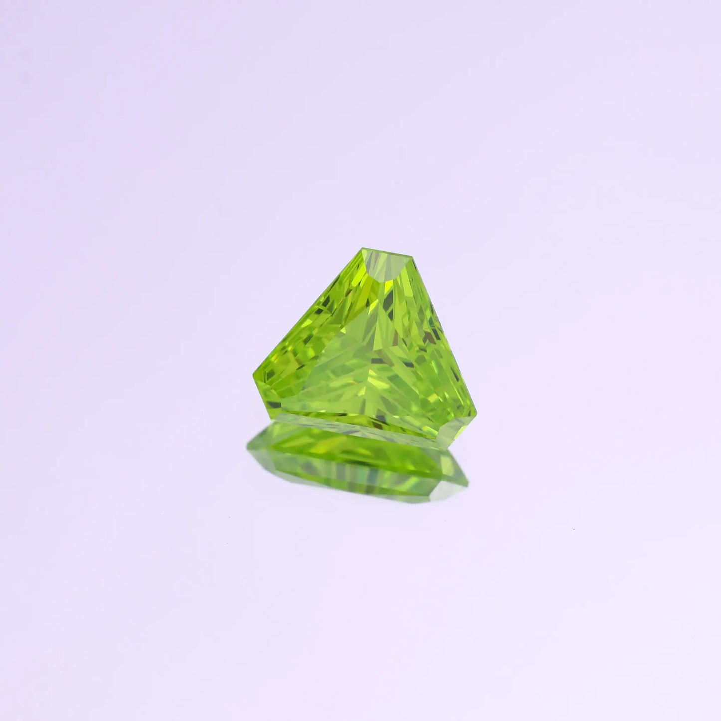 9*9mm Apple Green Zircon Loose Gemstone | Inverted Triangle Shield Cut | Peridot Green Gem for Custom Jewelry Making