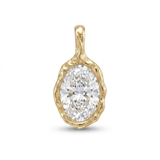Molten Lava Bezel Pendant - Oval Lab-Grown Diamond (1ct / 2ct)