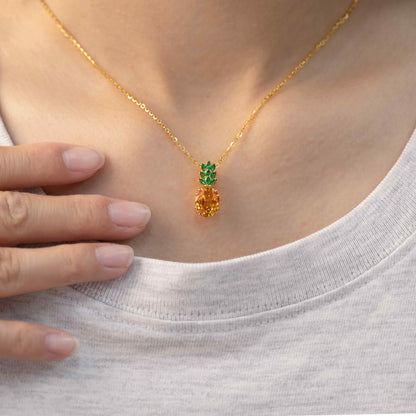 Golden Yellow Lab-Grown Sapphire Pineapple Pendant