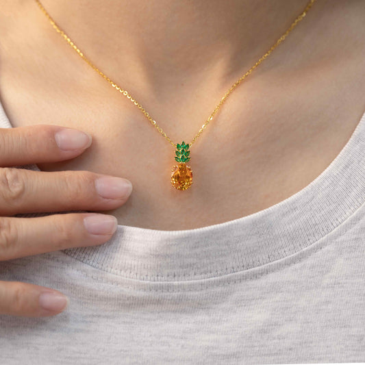Golden Yellow Lab-Grown Sapphire Pineapple Pendant
